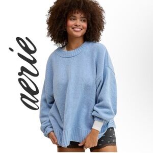 XL Aerie Oversized Chenille “Like Candy” Sweater in Soft Blue